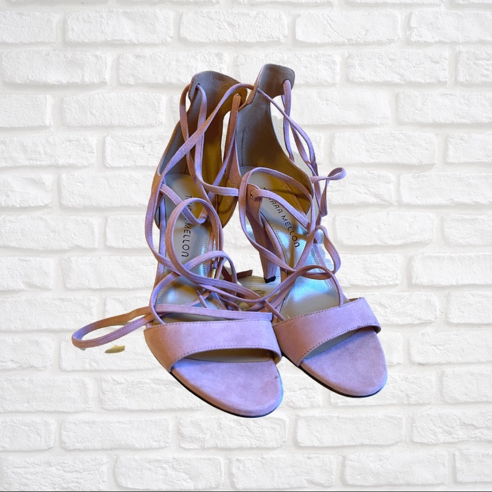 Never Worn Tamara Mellon Pink LaceUp Heeled Sandal